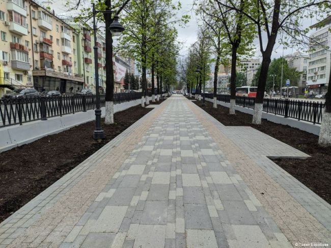 В Перми закончен ремонт тротуаров на участке Комсомольского проспекта