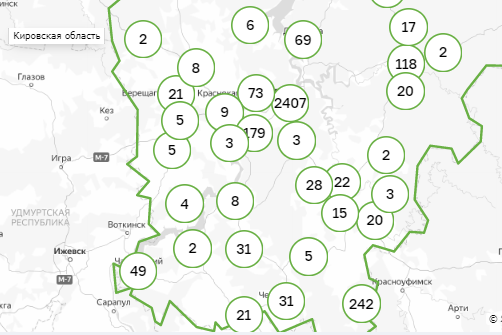 Карта заражения коронавирусом по территориям Пермского края. 30 июня