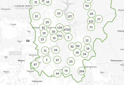 Карта заражения коронавирусом по территориям Пермского края. 25 августа