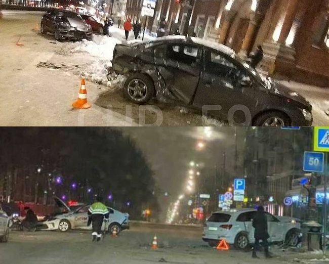 В центре Перми ночью произошли две аварии с участием четырех иномарок